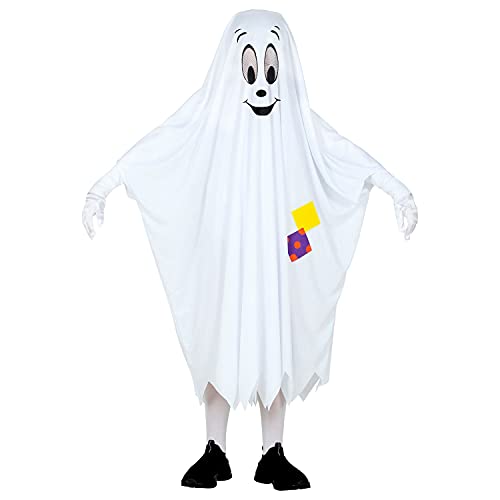 WIDMANN - Disfraz infantil de fantasma, poncho con cara y parches, manta, fantasma, fantasma, fantasma, disfraz, fiesta temática, carnaval, Halloween (52255)