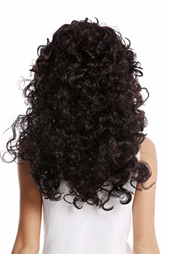 WIG ME UP- 0051-P30/P103 Peluca Mujer Larga Halloween Melena rizos voluminosos Mezcla Negro y marrónrayas