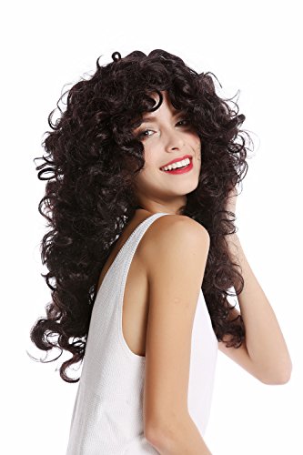 WIG ME UP- 0051-P30/P103 Peluca Mujer Larga Halloween Melena rizos voluminosos Mezcla Negro y marrónrayas