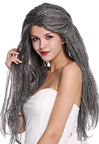 WIG ME UP- 09428-ZA103/ZA68A Peluca Mujer Hombre Carnaval Halloween Larga voluminosa Mezcla Gris Negro Viejo Mago Bruja Brujo Hippie