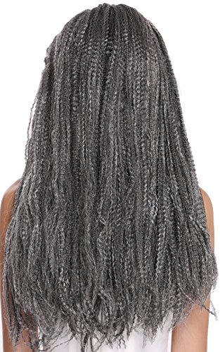 WIG ME UP- 09428-ZA103/ZA68A Peluca Mujer Hombre Carnaval Halloween Larga voluminosa Mezcla Gris Negro Viejo Mago Bruja Brujo Hippie