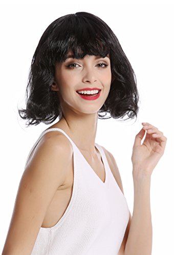 WIG ME UP- 90793-ZA103 Peluca Mujer Halloween Carnaval Bob Corto Liso Flequillo Negro