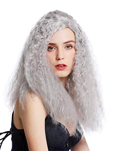 WIG ME UP - YZF-7304-T0906 peluca mujer pelo largo más voluminoso ondulado rizos raya en medio color gris claro