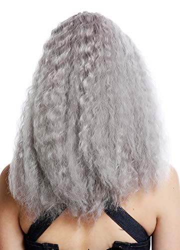 WIG ME UP - YZF-7304-T0906 peluca mujer pelo largo más voluminoso ondulado rizos raya en medio color gris claro