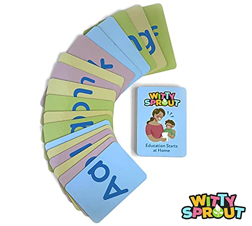 Witty Sprout Cartas Alfabeto Tarjetas Didácticas de Abecedario Niños Primeras Palabras Bebés Barajas Educativas en Inglés Montessori English Alphabet Flashcards