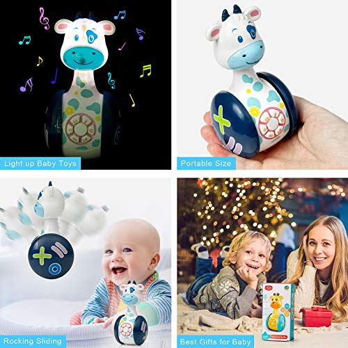 WolinTek Juguetes educativos tempranos,Juguetes Bebe ,Juguetes Musicales para Niños,Juguetes de Vaso Juguete de Sonido con Música y Luz,Máquina de Aprendizaje Regalo de Juguete (Vaca)