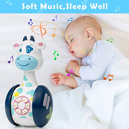 WolinTek Juguetes educativos tempranos,Juguetes Bebe ,Juguetes Musicales para Niños,Juguetes de Vaso Juguete de Sonido con Música y Luz,Máquina de Aprendizaje Regalo de Juguete (Vaca)