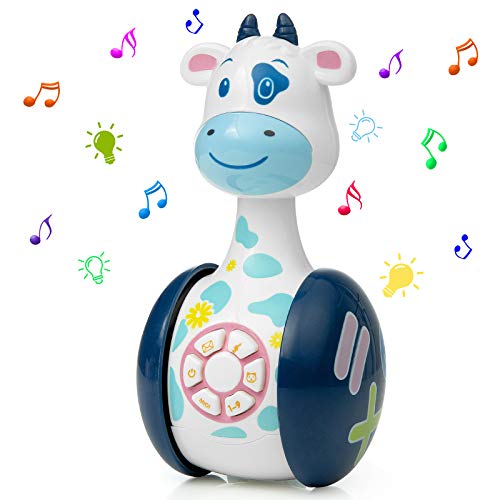 WolinTek Juguetes educativos tempranos,Juguetes Bebe ,Juguetes Musicales para Niños,Juguetes de Vaso Juguete de Sonido con Música y Luz,Máquina de Aprendizaje Regalo de Juguete (Vaca)