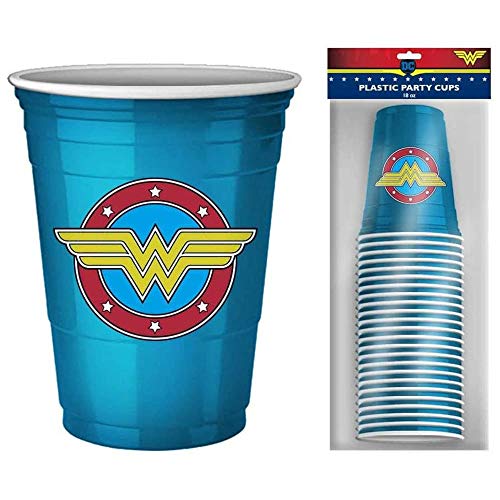 Wonder Woman DC Comics Logo 18oz Disposable Plastic Party Cups | 20 Pack