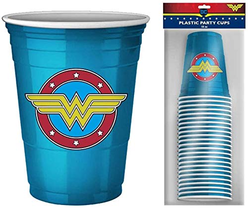 Wonder Woman DC Comics Logo 18oz Disposable Plastic Party Cups | 20 Pack