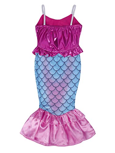 WonderBabe Ariel Disfraz De Sirena para Niñas Disfraz para Niñas Accesorios para Vestidos De Fiesta Traje De Fiesta De Cumpleaños para Niños Talla 5-6