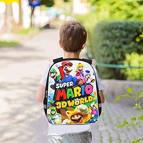 wopin Mochilas Super Mario HANEL-Mochila escolar para niños Mochila escolar Mario Mochila escolar de dibujos animados en 3D de Mario Bros para niños Estudiantes de primaria y secundaria