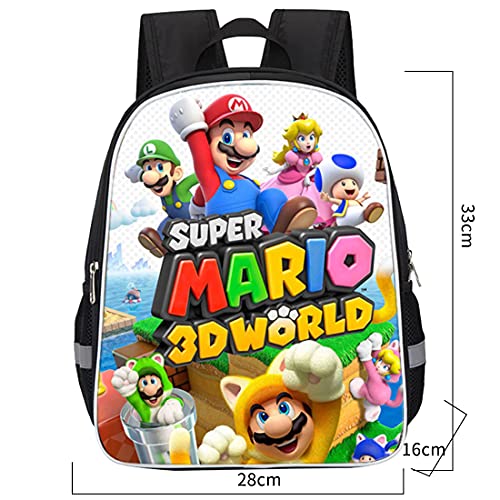 wopin Mochilas Super Mario HANEL-Mochila escolar para niños Mochila escolar Mario Mochila escolar de dibujos animados en 3D de Mario Bros para niños Estudiantes de primaria y secundaria