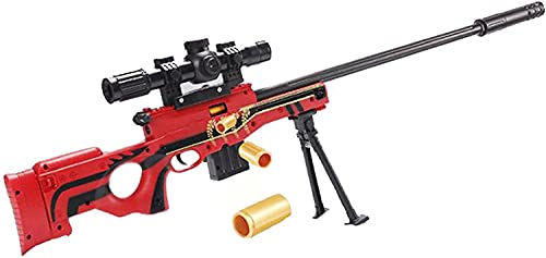 Wuqiqi-yeyi Toy Foam Blasters Guns Sniper, Rifle de Francotirador AWM de Carga Manual, Acción de proyectil de Bala, Experiencia Real, con 55 Balas Suaves y telescopio Ajustable