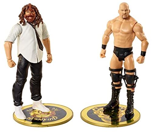 WWE Campeonato Pack 2 figuras de acción luchadores Mankind vs Steve Austin "Stone Cold" con accesorios, juguete niños +6 años (Mattel GVJ23)