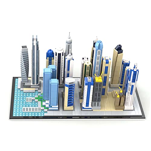 WWEI Architecture Dubai Marina Skyline Collection - Juego de 2499 piezas modular para vista de carreteras y construcción de bloques de construcción compatible con Lego 21052