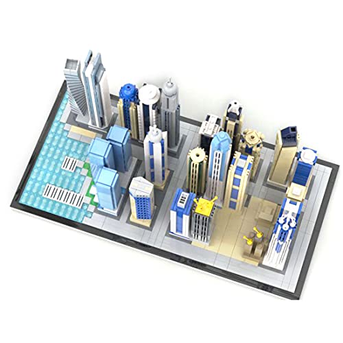 WWEI Architecture Dubai Marina Skyline Collection - Juego de 2499 piezas modular para vista de carreteras y construcción de bloques de construcción compatible con Lego 21052