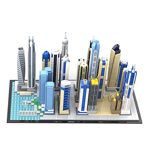 WWEI Architecture Dubai Marina Skyline Collection - Juego de 2499 piezas modular para vista de carreteras y construcción de bloques de construcción compatible con Lego 21052