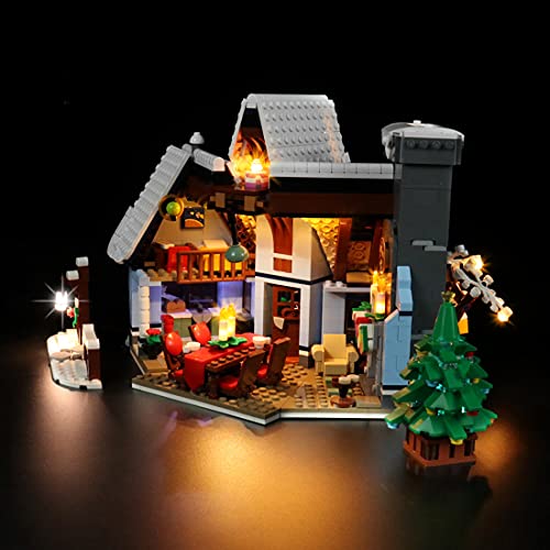 WWEI Juego de iluminación LED con mando a distancia para casa 10293 Santas Visit Modular Casa LED compatible con Lego 10293 (no incluye kit de construcción Lego)