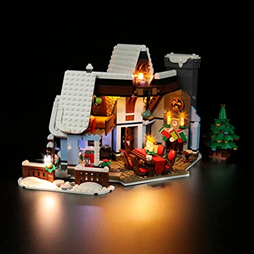 WWEI Juego de iluminación LED con mando a distancia para casa 10293 Santas Visit Modular Casa LED compatible con Lego 10293 (no incluye kit de construcción Lego)