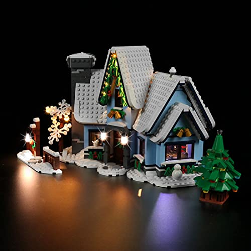 WWEI Juego de iluminación LED con mando a distancia para casa 10293 Santas Visit Modular Casa LED compatible con Lego 10293 (no incluye kit de construcción Lego)