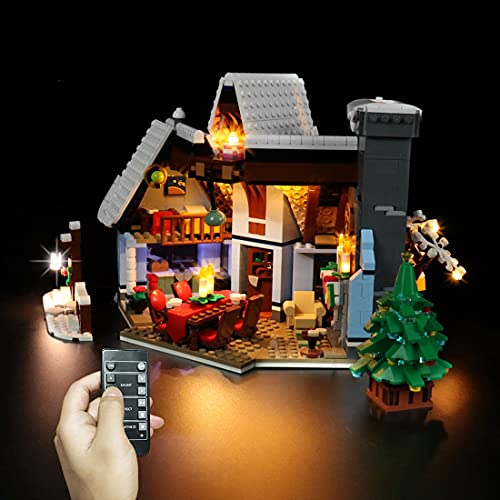 WWEI Juego de iluminación LED con mando a distancia para casa 10293 Santas Visit Modular Casa LED compatible con Lego 10293 (no incluye kit de construcción Lego)