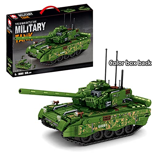 WWEI Tanque militar 2 en 1, 836 piezas, tipo 99, bloques de construcción de combate, juguete para niños y adultos, compatible con Lego Technic