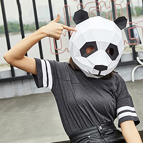 WWWL Máscaras Halloween, Molde de Papel 3D Panda Cabeza Mascarilla de Cabeza Animal Bricolaje Modelo de Tarjeta de Papel Home Sala de Estar Decoración Craft Party Halloween Cosplay Props