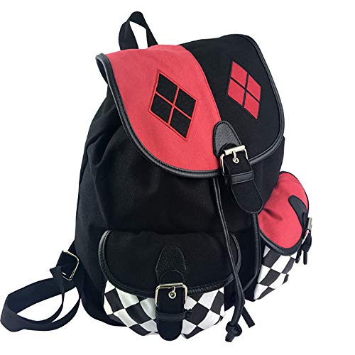 WYCY Mochila de Color Ensamblada Creativa Suicide Squad Mochila de Lona Mochila Escolar Harley Quinn Mochila Escolar Mochila con Cordón