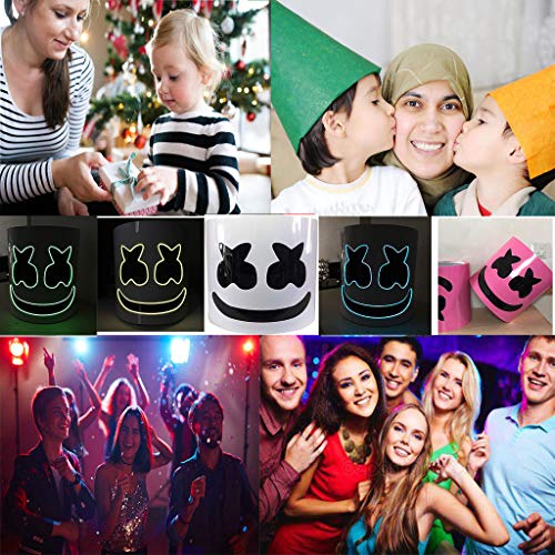 WY&WY Marshmallow Helmet Mask, Music Festival DJ Mask Helmet Party Novedad Casco Máscara Disfraz, Chris Comstock Style Máscara, Tamaño Ajustable,e