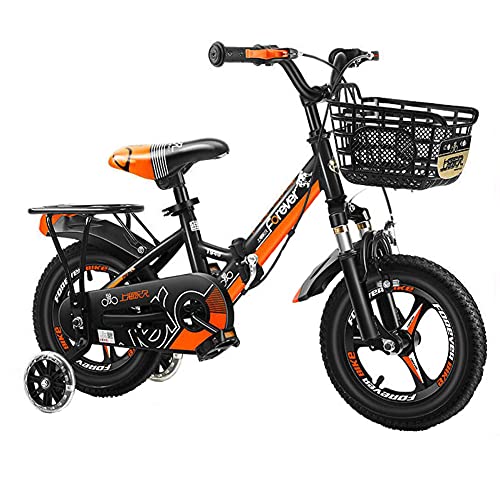 WYYY Bicicleta Plegable para Niños, Freestyle Boy's Girl'S Child Bike 12"14" 16"18" 20"con Estabilizadores, Navideño Bicicleta Portátil para Niños(Size:14in,Color:Naranja)