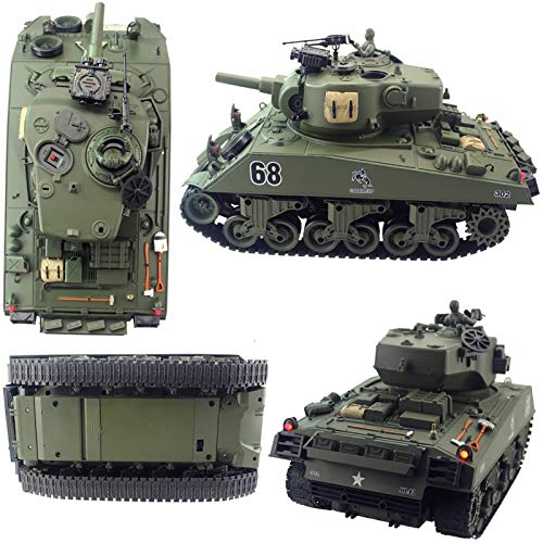 WZRY Tanque de Control Remoto, 2.4Ghz 15CH 1/20 Sherman M4A3 Main Battle RC Tank, con función de Disparo, That Shoot Airsoft para niños de 10 11 12 a 16 años de Edad, Regalo