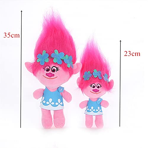 XIALIMY Juguetes de Peluche 5 Pulgadas /8 Pulgadas Trolls Poppy Branch Stuffed Llish Toy Pendant Toy Colorido Magic Hair Toy Regalos for niños Elf Baby Doll (Color : Branch Black Hair, Height : 35cm)