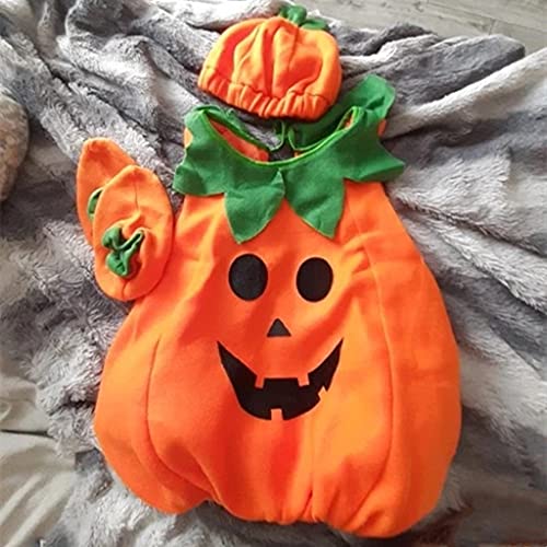 XIAOKEKE Disfraz Halloween Disfraz De Calabaza Mono Niños Cosplay Vestido para Carnaval Navidad Fiesta Ropa con Sombrero Zapatos,90cm