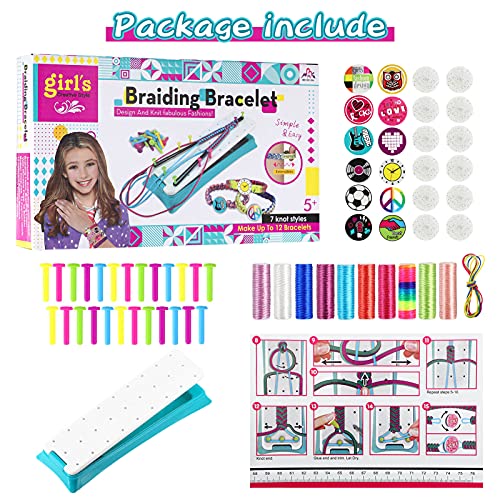 Xinstroe 57 PCS Kit de Fabricación de Pulseras de Amistad para Niñas Kit para Hacer Pulseras Niñas, con 10 Colores de Hilo de algodón de Colores para Manualidades, Regalo para Año Nuevo, Cumpleaños