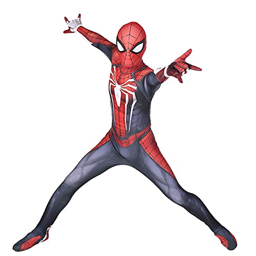 XNheadPS Disfraces de superhéroe PS4 Spider Man, Mono de Cosplay con Estampado 3D, Mono de Carnaval de Halloween, Traje para Fiesta, Medias de película, Accesorios,Red- Adult 3XL 180~185cm