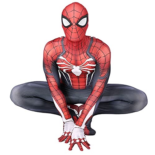 XNheadPS Disfraces de superhéroe PS4 Spider Man, Mono de Cosplay con Estampado 3D, Mono de Carnaval de Halloween, Traje para Fiesta, Medias de película, Accesorios,Red- Adult 3XL 180~185cm