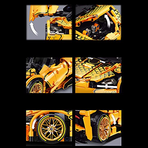 xSuper Technics Supercar coche con llantas doradas y control remoto y motores, 1128 piezas DIY RC 2.4G Racing Super Sport Car Building Blocks Vehículo Juguetes Compatible con Lego Technics