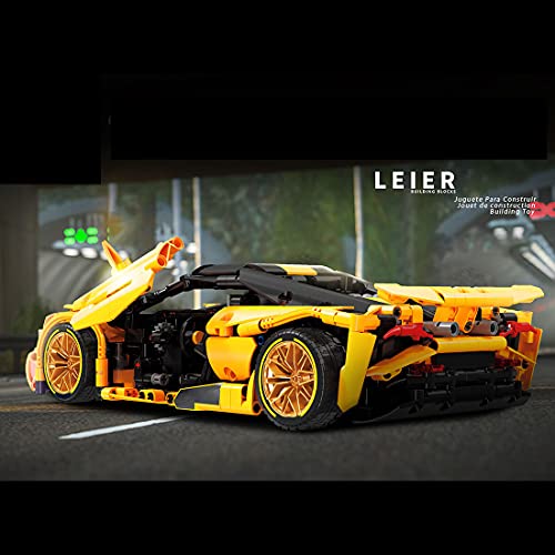 xSuper Technics Supercar coche con llantas doradas y control remoto y motores, 1128 piezas DIY RC 2.4G Racing Super Sport Car Building Blocks Vehículo Juguetes Compatible con Lego Technics