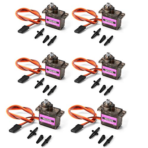 XTVTX 6 unids MG90S Micro servo 9G servo motor metal engranado micro servo motor 9G robot inteligente coche helicóptero avión barco