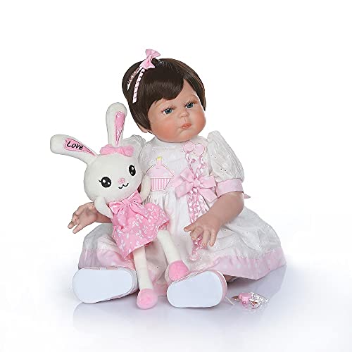 Xyfw 48 CM Reborn Baby Girl De Cuerpo Completo De Silicona Bebe Muñeca Reborn Muñecas De Juguete De Baño 100% Mano Detallada Paiting,Blue Eyes