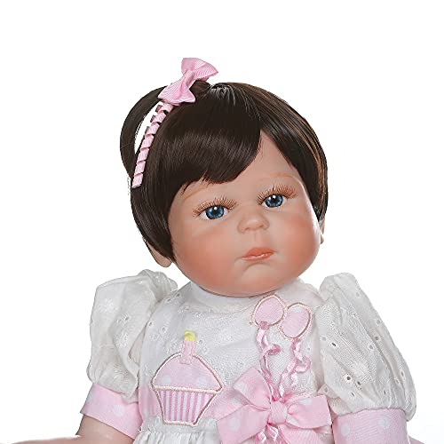 Xyfw 48 CM Reborn Baby Girl De Cuerpo Completo De Silicona Bebe Muñeca Reborn Muñecas De Juguete De Baño 100% Mano Detallada Paiting,Blue Eyes