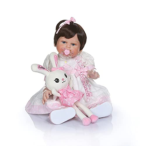 Xyfw 48 CM Reborn Baby Girl De Cuerpo Completo De Silicona Bebe Muñeca Reborn Muñecas De Juguete De Baño 100% Mano Detallada Paiting,Blue Eyes