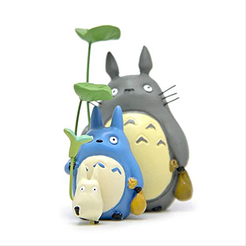 Yangzou 3 Unids Mi Vecino Totoro con Hoja Linda Figura Juguetes Studio Ghibli Miyazaki Hayao Anime PVC Figura De Acción Colección Modelo De Juguete