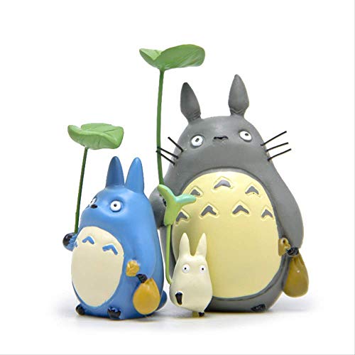 Yangzou 3 Unids Mi Vecino Totoro con Hoja Linda Figura Juguetes Studio Ghibli Miyazaki Hayao Anime PVC Figura De Acción Colección Modelo De Juguete