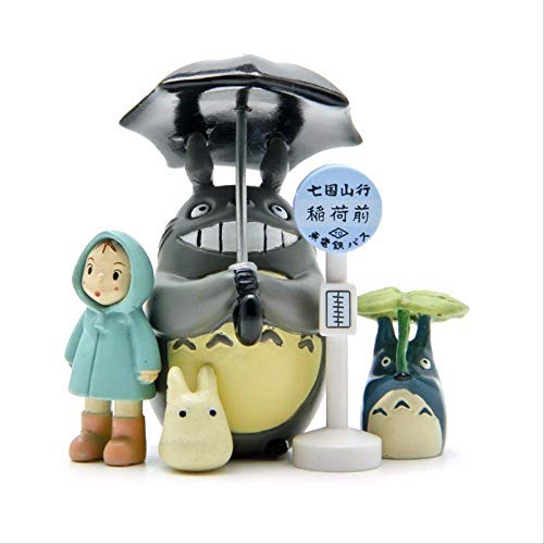 Yangzou 6 Unids Mi Vecino Totoro Juego De Paraguas Modelo PVC Figuras De Acción Juguete Mei Muñecas Gnomo Terrario Figuras Mini Decoración De Jardín