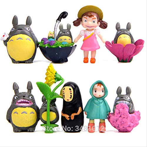 Yangzou 9 Unids Studio Ghibli Totoro Miniaturas PVC Figuras De Acción Sin Cara Hombre Hayao Miyazaki Mini Terrario Figuritas Micro Paisaje Niños Juguetes