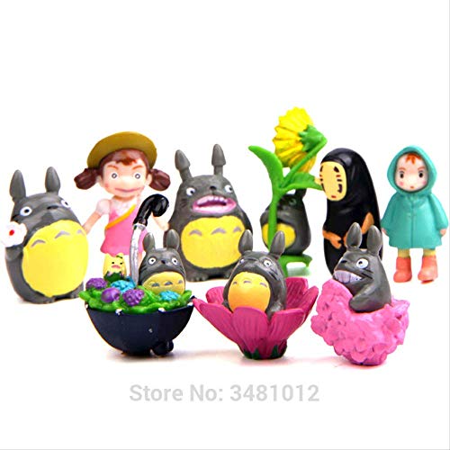 Yangzou 9 Unids Studio Ghibli Totoro Miniaturas PVC Figuras De Acción Sin Cara Hombre Hayao Miyazaki Mini Terrario Figuritas Micro Paisaje Niños Juguetes