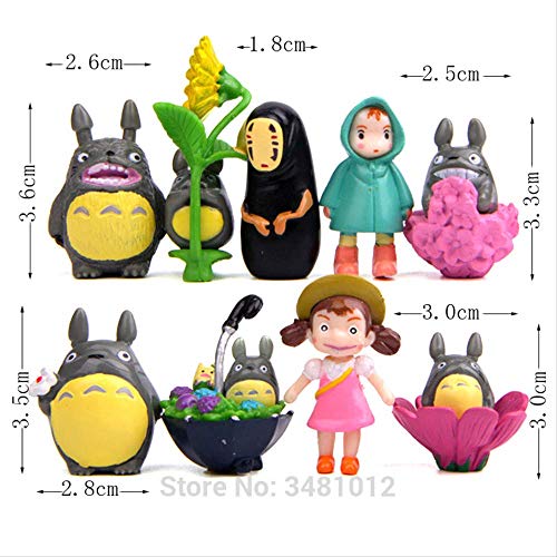 Yangzou 9 Unids Studio Ghibli Totoro Miniaturas PVC Figuras De Acción Sin Cara Hombre Hayao Miyazaki Mini Terrario Figuritas Micro Paisaje Niños Juguetes