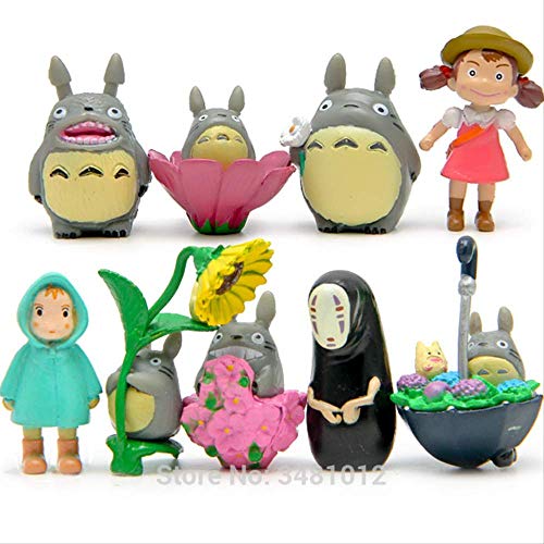 Yangzou 9 Unids Studio Ghibli Totoro Miniaturas PVC Figuras De Acción Sin Cara Hombre Hayao Miyazaki Mini Terrario Figuritas Micro Paisaje Niños Juguetes